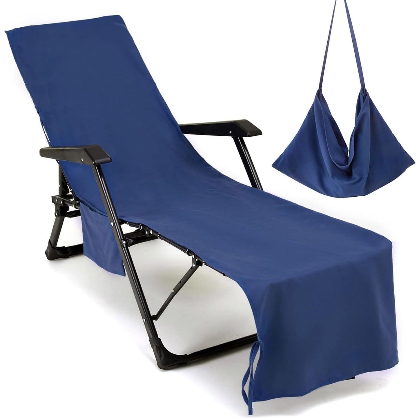 MARFOREVER Beach Sun Lounger Towels with Pockets 210 x 76 CM Microfiber Beach Sunbed Towels Quick Dry Beach Chair Cover for Summer Outdoor Pool