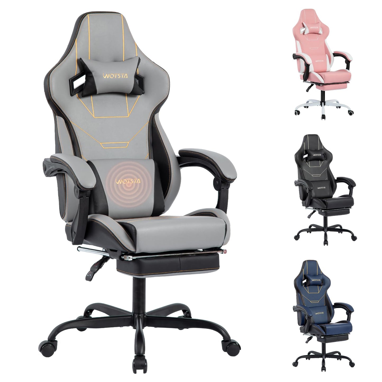 Gaming Chair, Ergonomic Gaming Chair, Computer Chair with Headrest and Lumbar, Racing Computer Chairs, Height Adjustable Rotating PC Chairs
