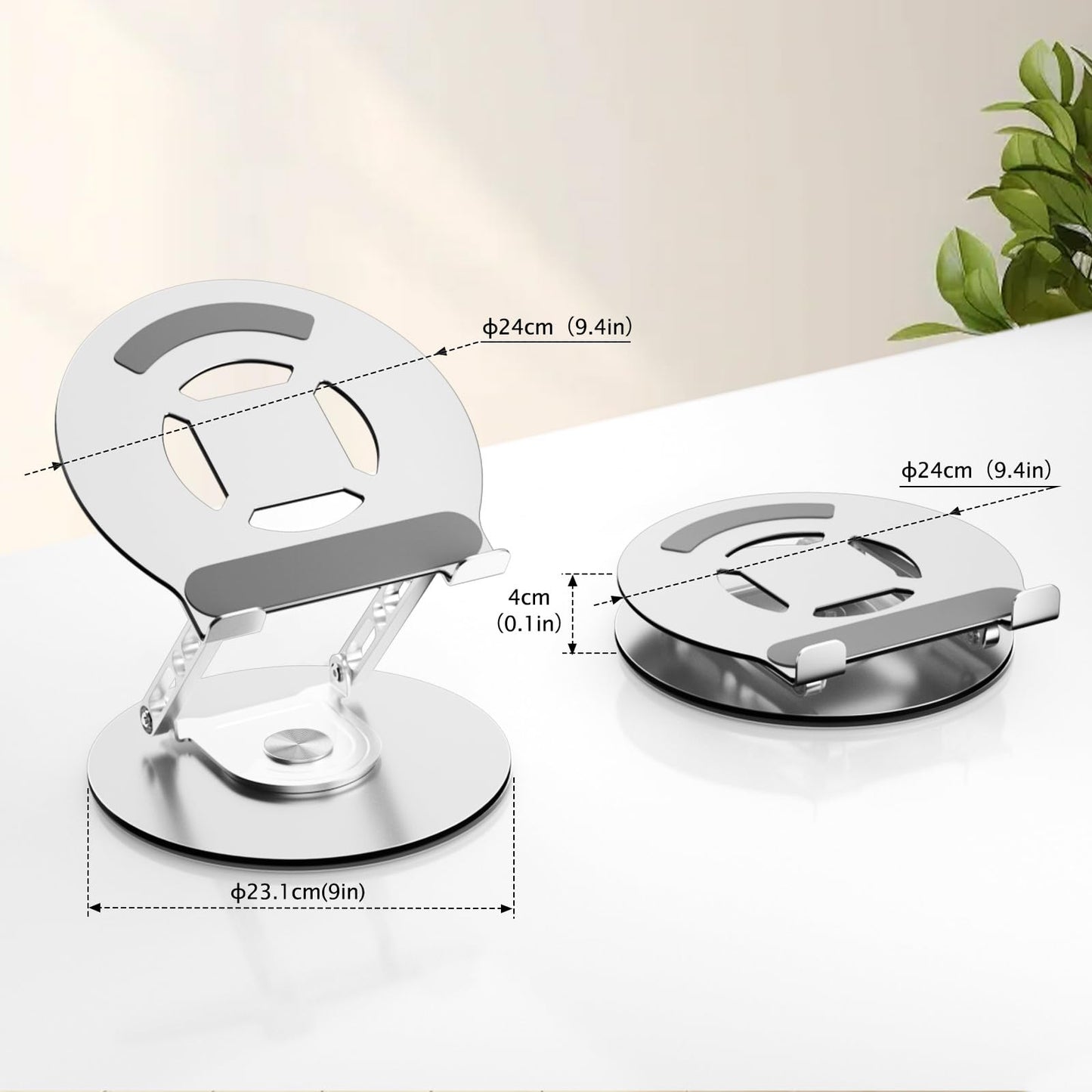 GleYo Laptop Stand for Desk Adjustable Computer Stand with 360 Rotating Base Ergonomic Laptop Riser Mount for Desk Foldable Protable Computer Desk