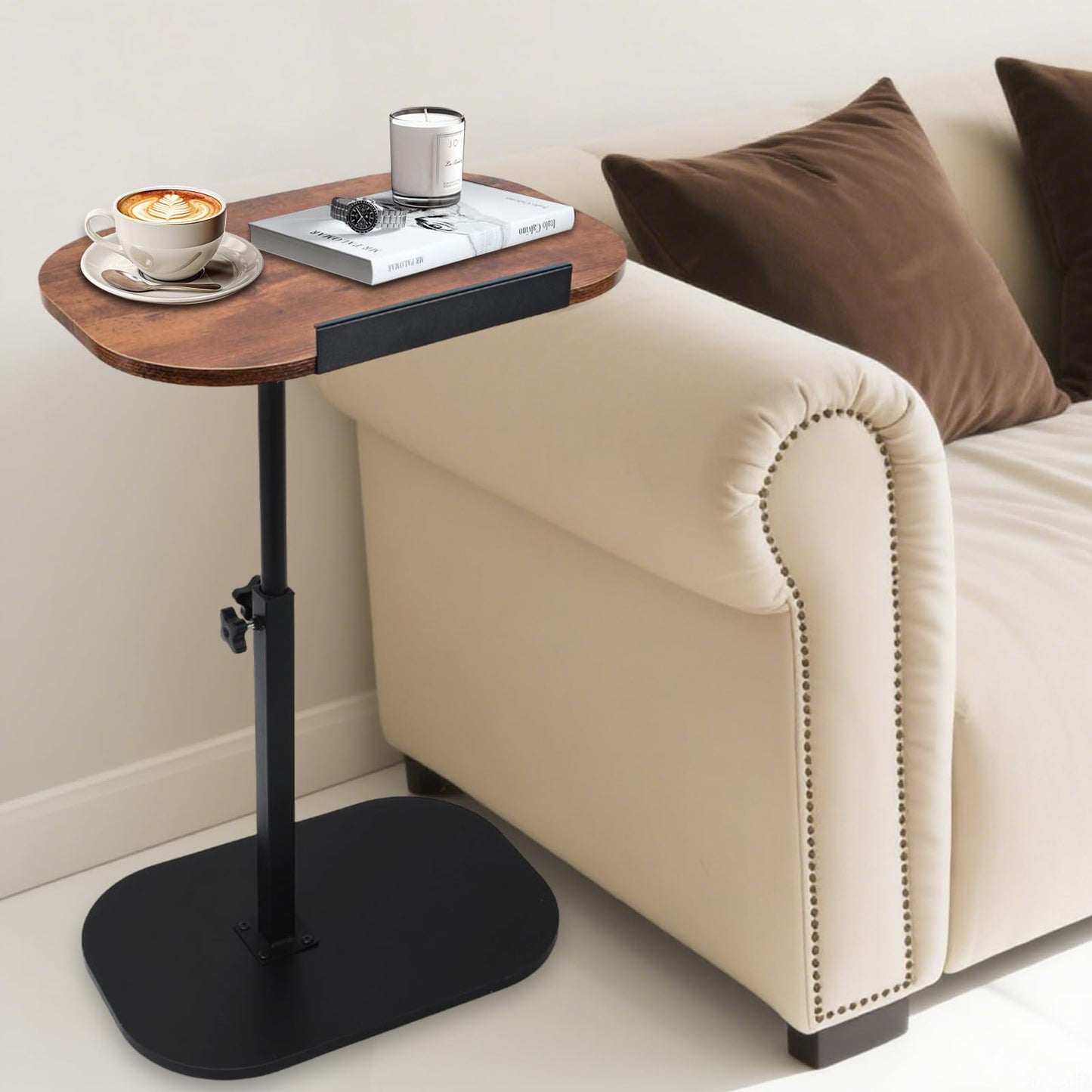 Kiss Me Adjustable Height C-Shape Side Table 360° Swivel Detachable Baffle