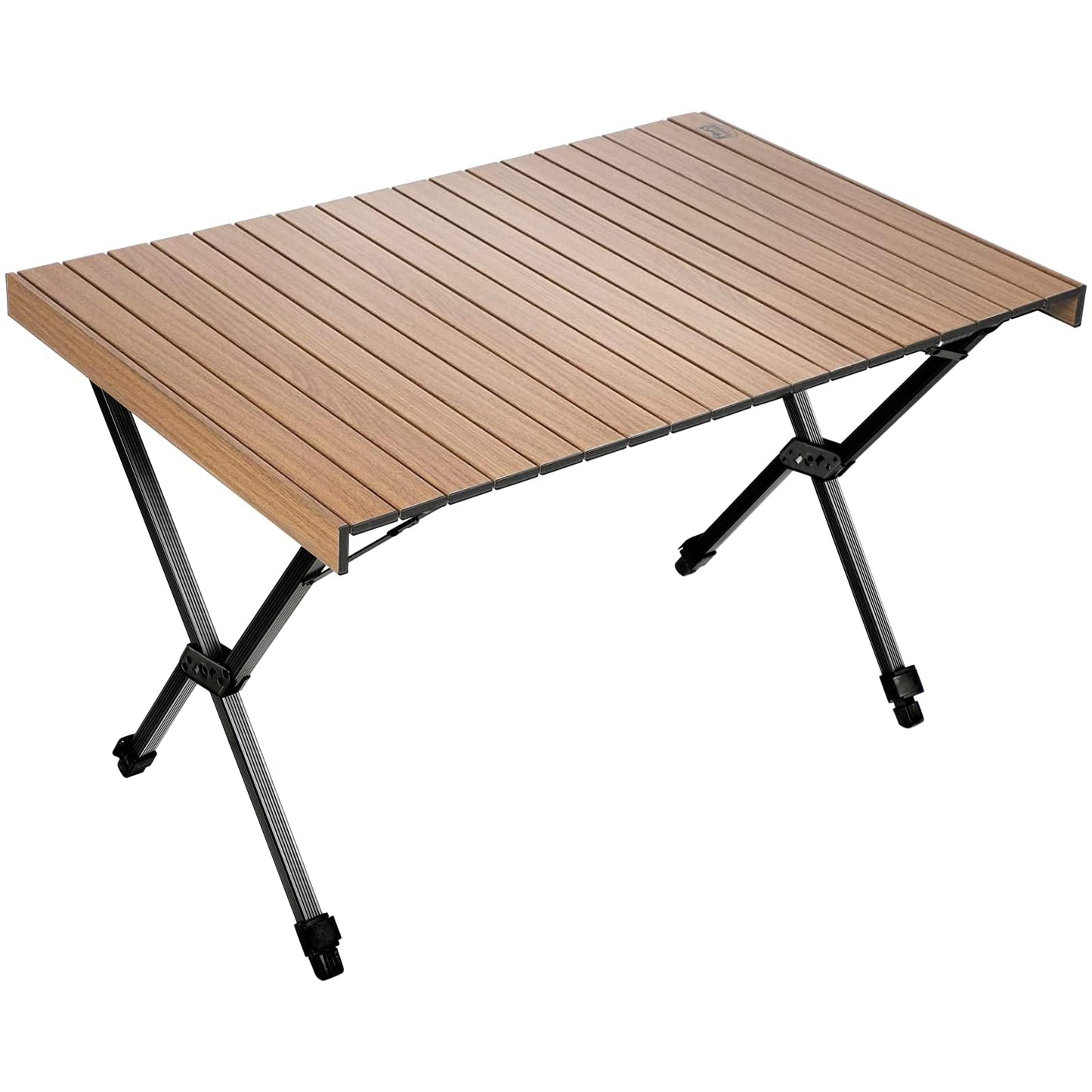 TIMBER RIDGE Folding Camping Table Fold up Aluminum Foldable Portable, 108x71cm Roll up Picnic Table Support 100kg 4ft Height Adjustable 4-6 Person