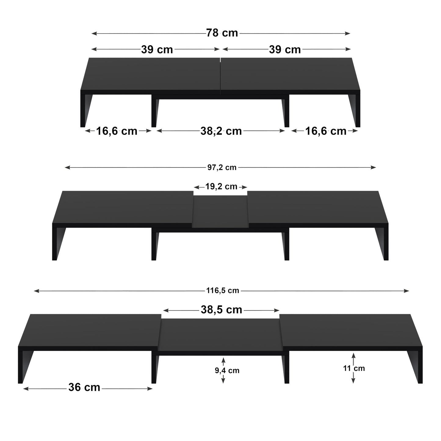 ComfortCove Dual Monitor Stand Riser, Monitor Stand, Black
