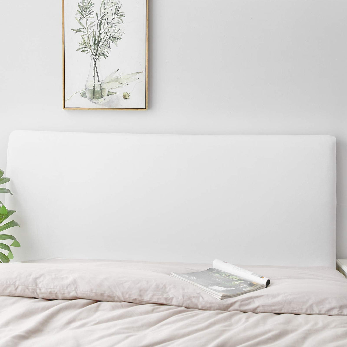 DUJUIKE Headboard Slipcover for Cal King Bed, Stretch Bed Headboard Cover, Dustproof Protector Cover for Linen Tufted Upholstered