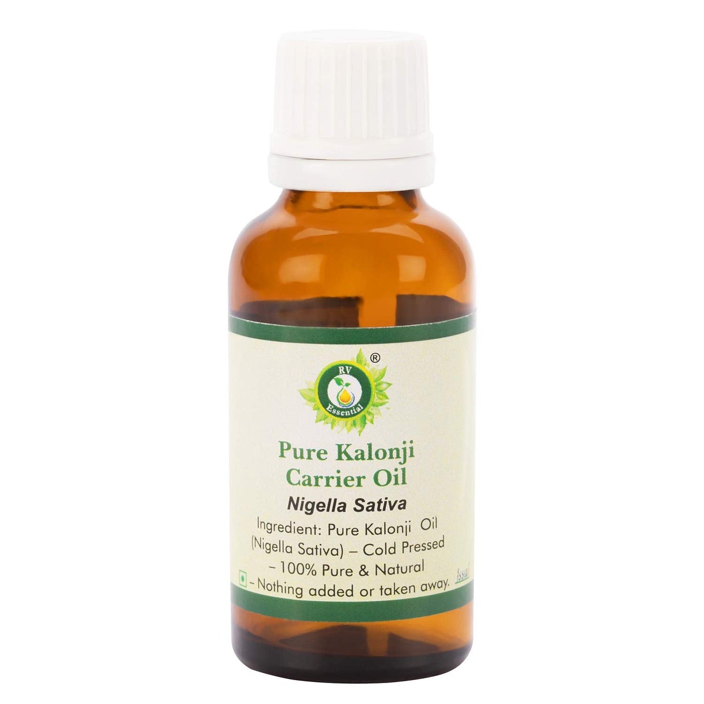 R V Essential Pure Kalonji Carrier Oil 50ml (1.69oz)- Nigella Sativa (100% Pure and Natural Cold Pressed)