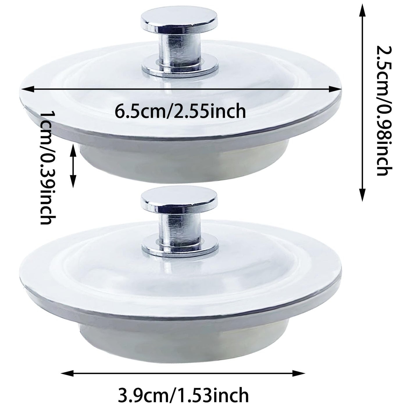 2 Packs Bath Plug Replacement, Universal Bath Plug 40-60mm Hole Drain Plug Replacement Silicone Stainless Steel Bathroom Sinks Plugs Sink Stopper