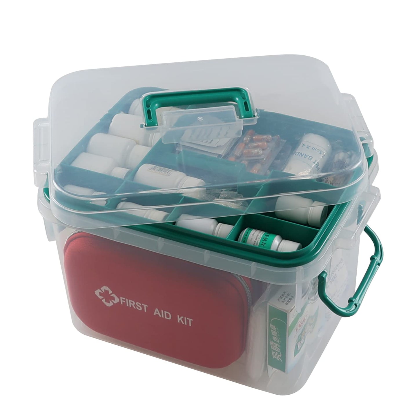 Lesbin 1-Pack Plastic First Aid Storage Box, Clear First Aid Medicine Storage Box, F
