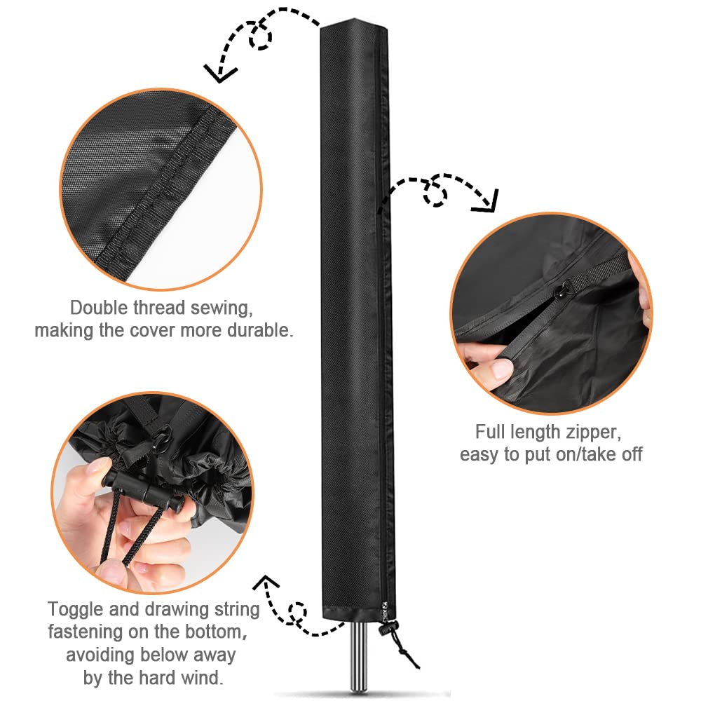 Fageny Premium Waterproof Rotary Line Cover with Full Length Zipper, Outdoor Dryer Cover for Rotary Airer, Universal Fit (Black, 165x16x16cm)