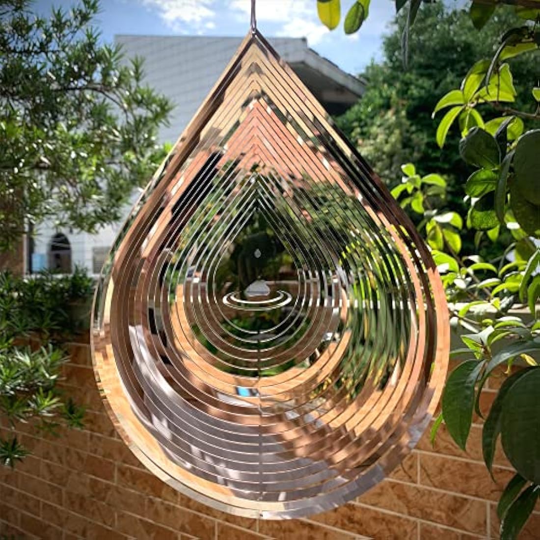 Kexsscai Wind Spinner 3D Stainless Steel Metal Sculptures Decorations, 3D Water Droplets Metal Wind Sculptures & Spinners for Indoor Outdoor Garden Decoration 12inch