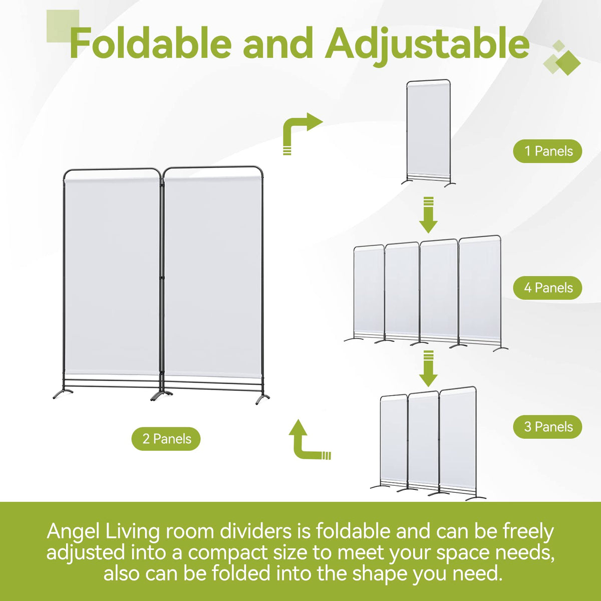 Angel Living 2 Panels Folding Room Divider, Privacy Screen Composed of Polyester Fabric and Sturdy Iron Frame
