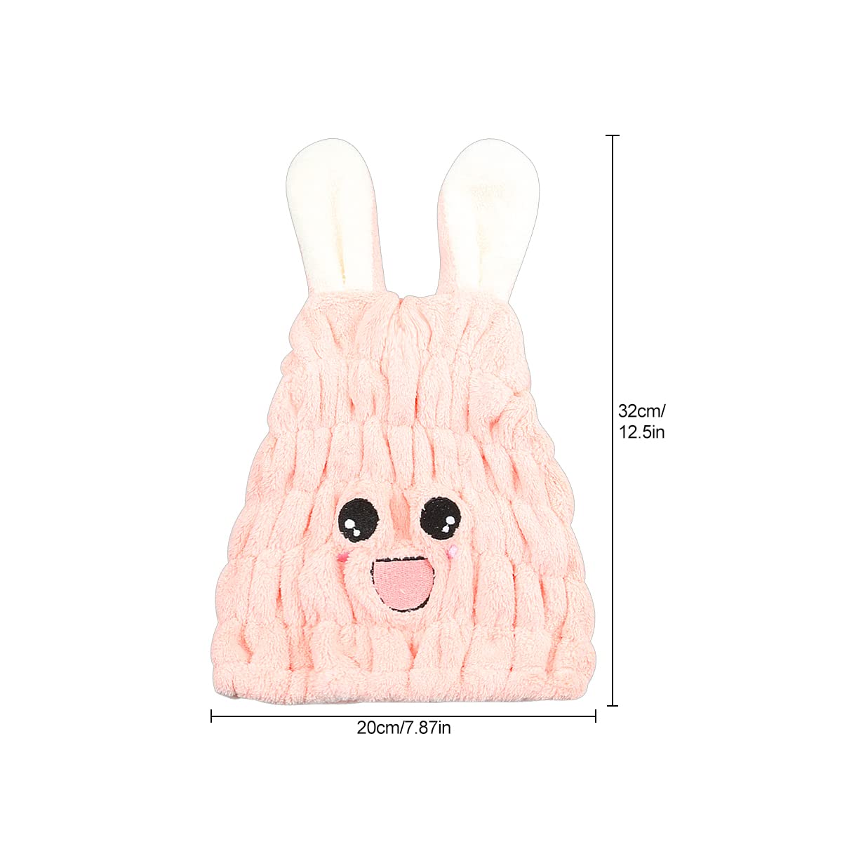 Jagowa Hair Dry Hat Wrap Towel Cute Cartoon Ear Fleece Quick Drying Bath Cap Hair Turban Cap for Women Adults or Kids Girls(Pink, White, Grey)
