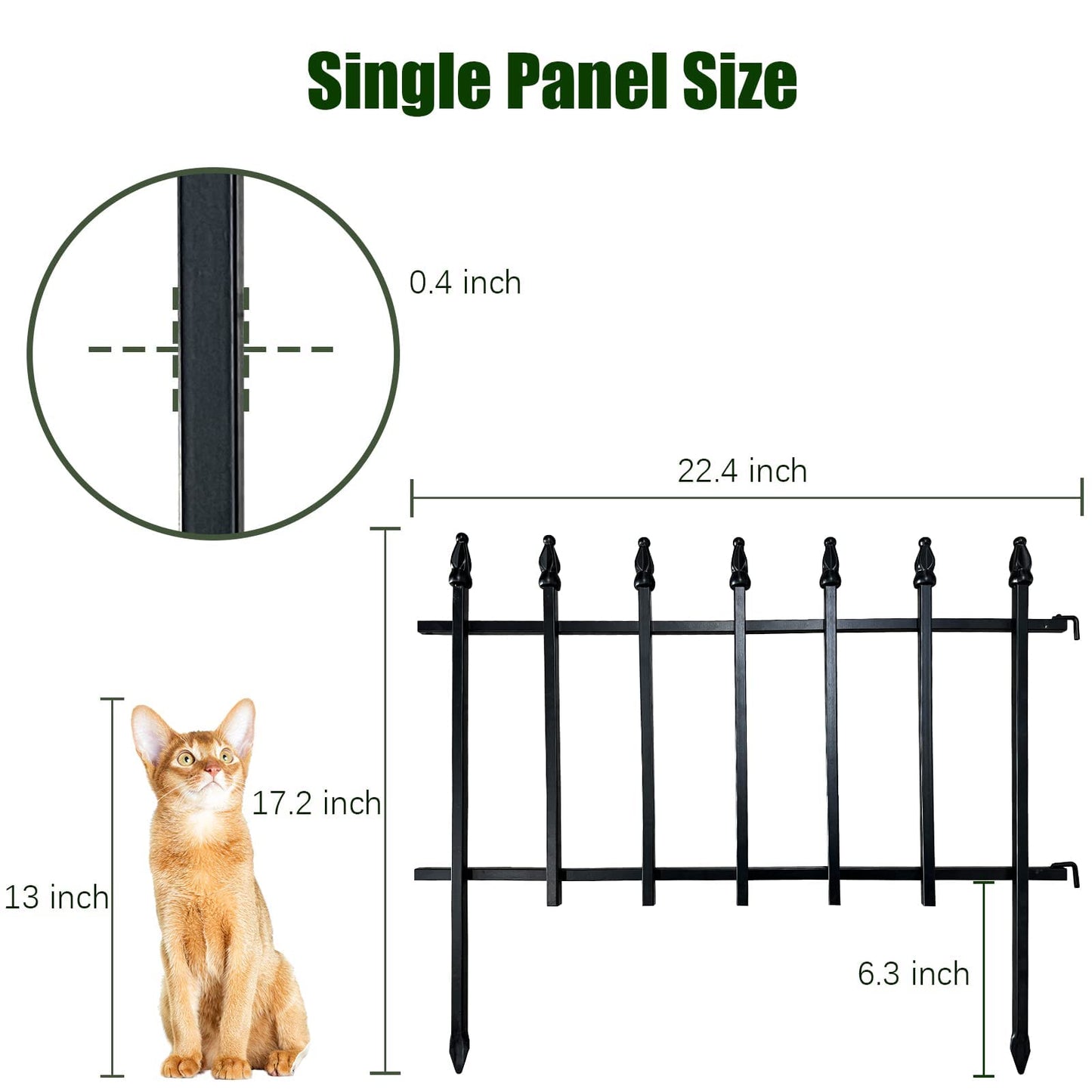 Thealyn Metal Decorative Garden Fence 57cm Wide x 45cm High (5 Panels, Total Length 2.8m), Metal Fence Panels, Landscape Fencing for Flower Bed,