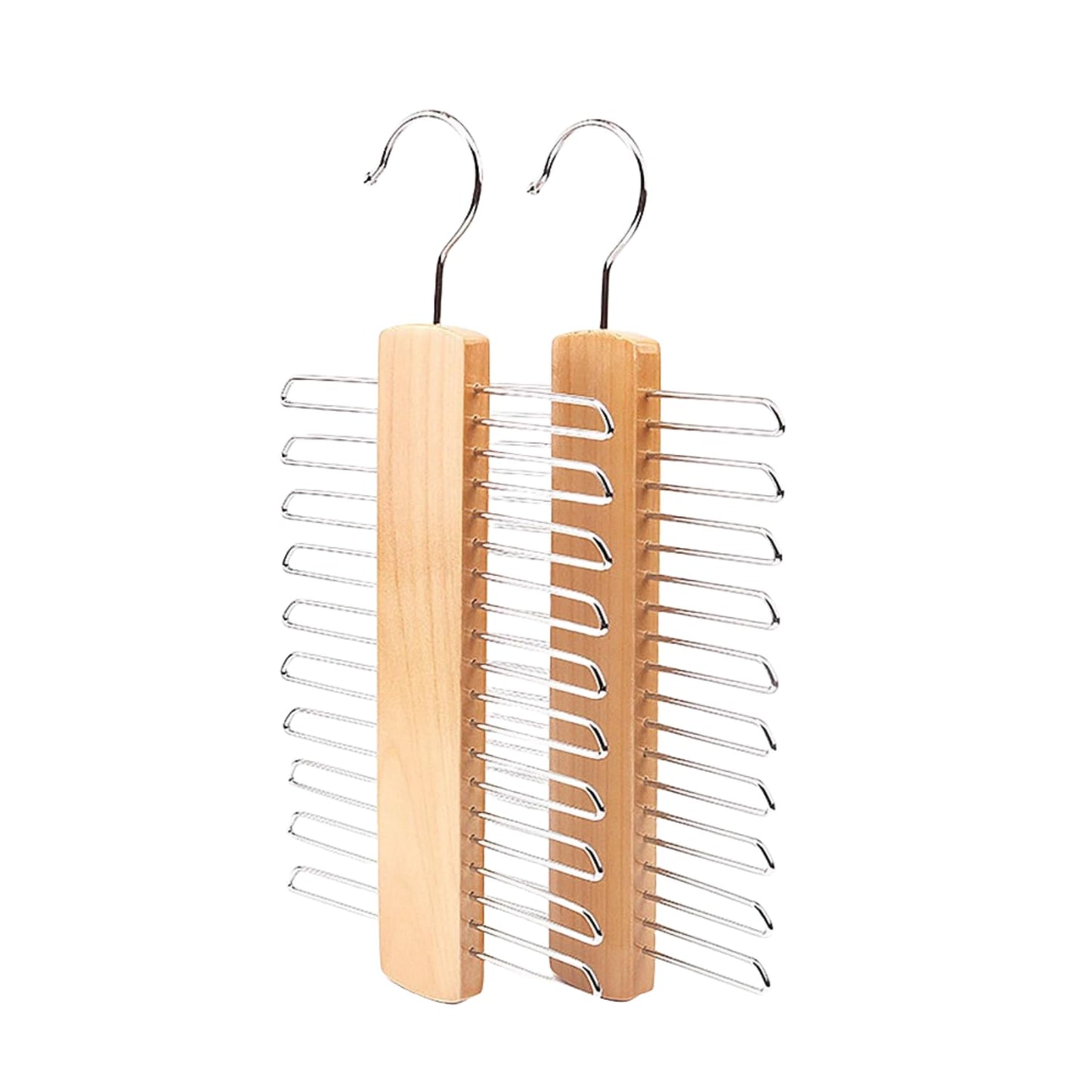 2 Pack Tie Holder Wooden Necktie And Belt Hanger 360 Degree Rotating Tie Holder Hanging Storage Rack with 20 Shelves for Belts, Scarves, Tie Storage