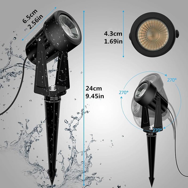 Svater Garden Lights Mains Powered, 92FT/28m 8-in-1 LED Landscape Lights 2W Warm White 3000K 27V IP65 Waterproof Outdoor Spotlights Pathway Lighting for Lawn Yard, Patio,Driveway,Party