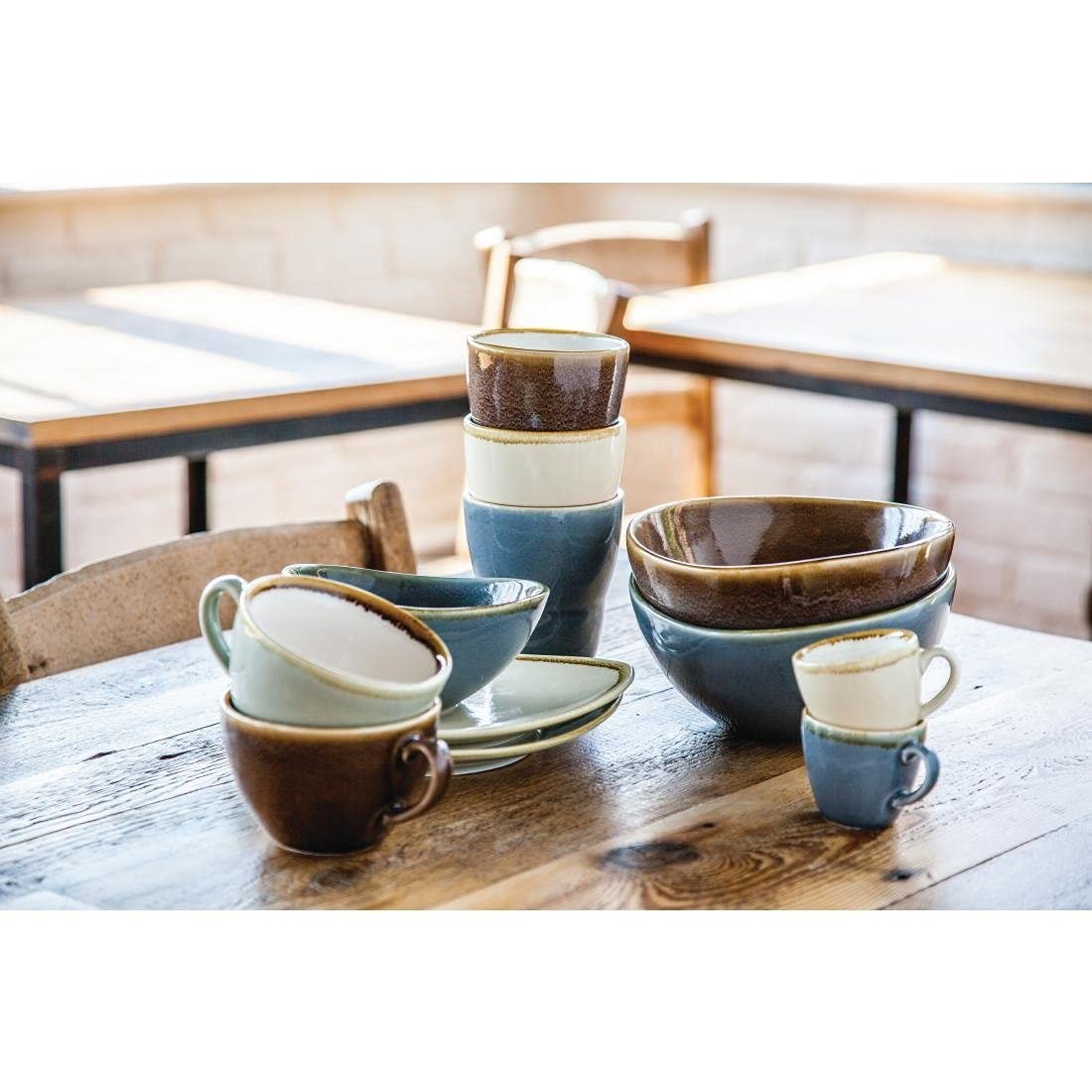 Olympia Kiln Cappuccino Cup - Ocean - Porcelain - 230 ml 8 Oz - 6 pc