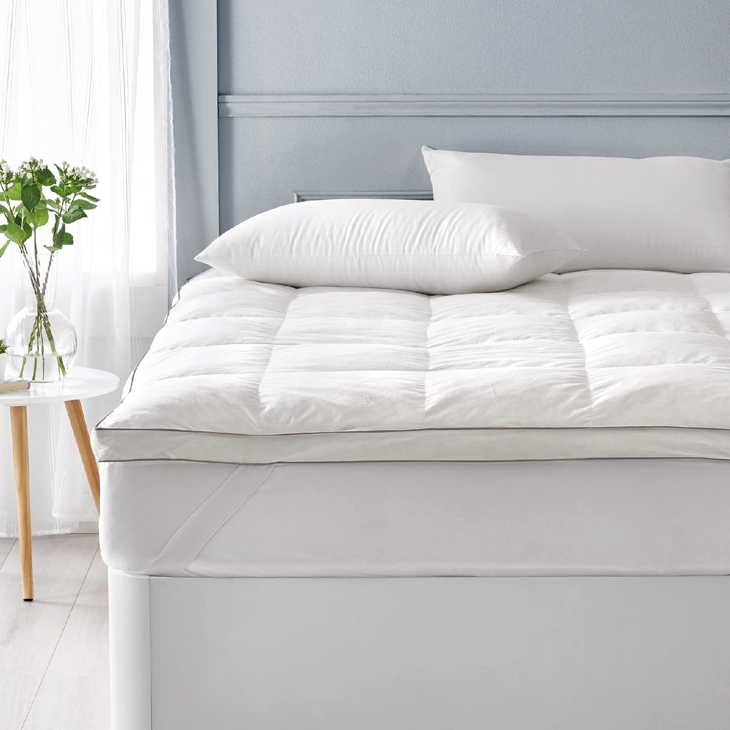 Classic Blanc Topper/Mattress Topper Goose Down extramullido, Cotton Cama 90-90 x 190 cm white
