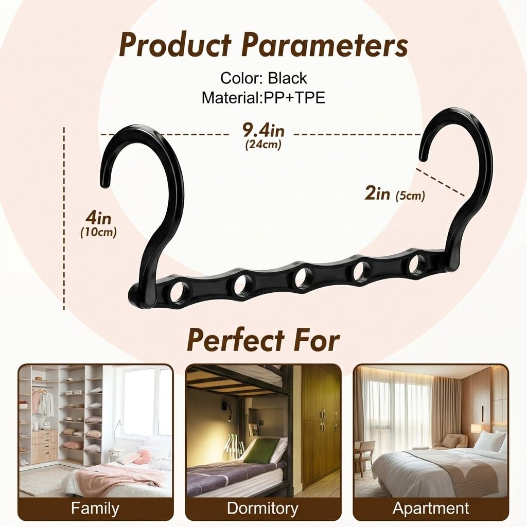HOUSE DAY Space Saving Hangers 10 Pack, Black Magic Hanger Hooks