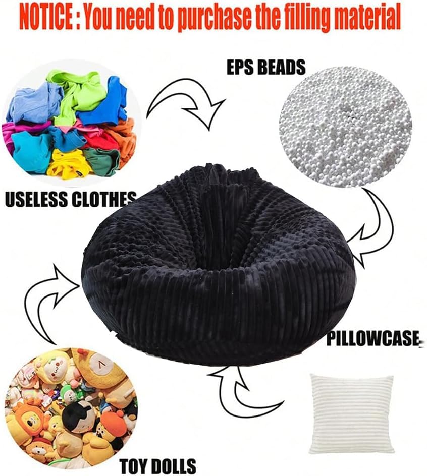 lygooh No filler Fluffy Bean Bag Cover Large Stuffed Storage Covers 5 ft