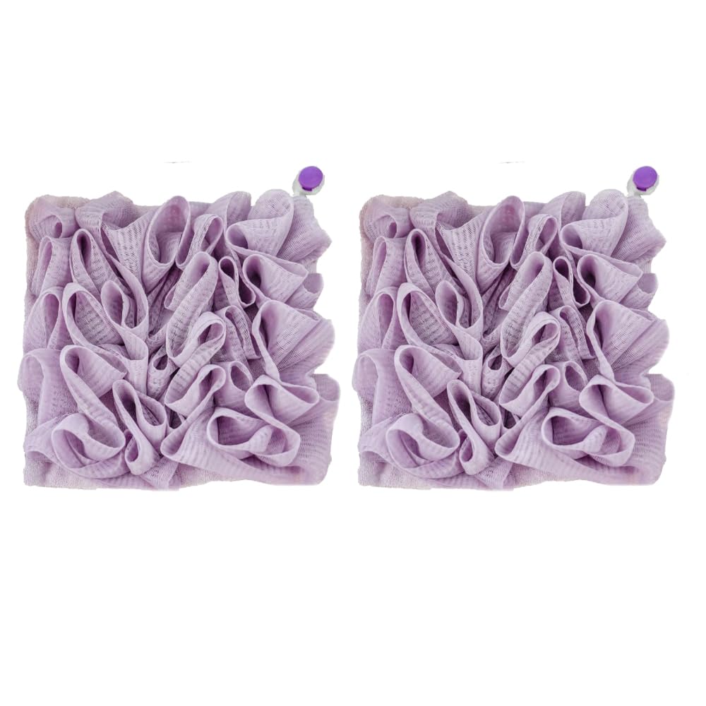 Loofah Washcloth, 2Pcs 2-in-1 Bath Loofah Sponge 200 Fine Mesh Bath Shower Net with Drawstring for Cleansing and Smooth Skin