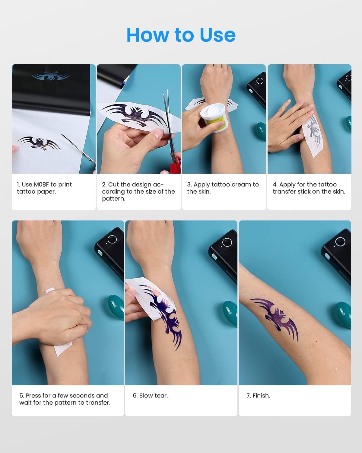 Phomemo Tattoo Transfer Paper - A4 Size Thermal Stencil Paper for Tattoo Transfer - DIY Tattoo Tracing Paper Compatible with M08F Printer & Tattoo