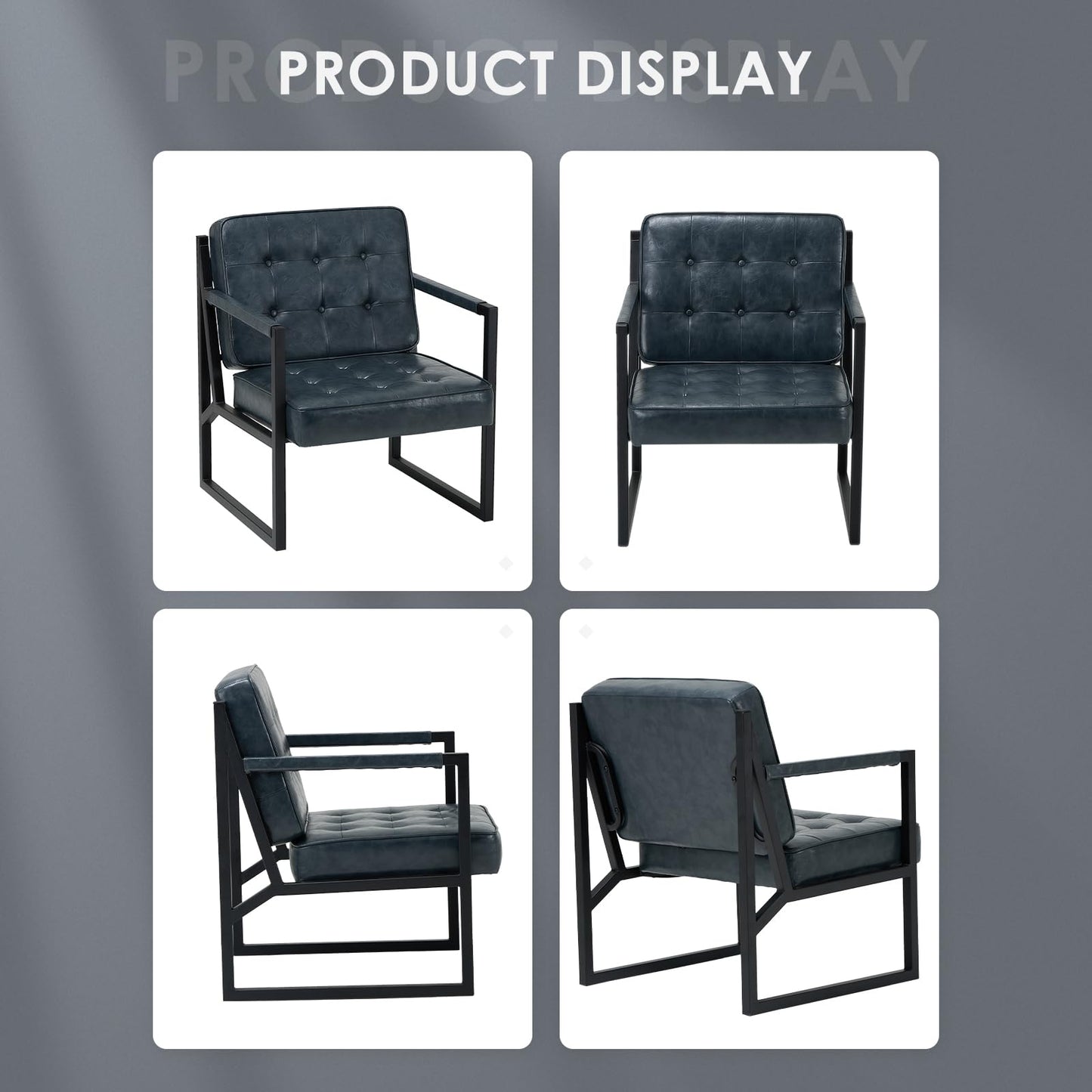 COLAMY Mid Century Modern Accent Chair Set of 1, Comfy Living Room Armchair with Metal Legs