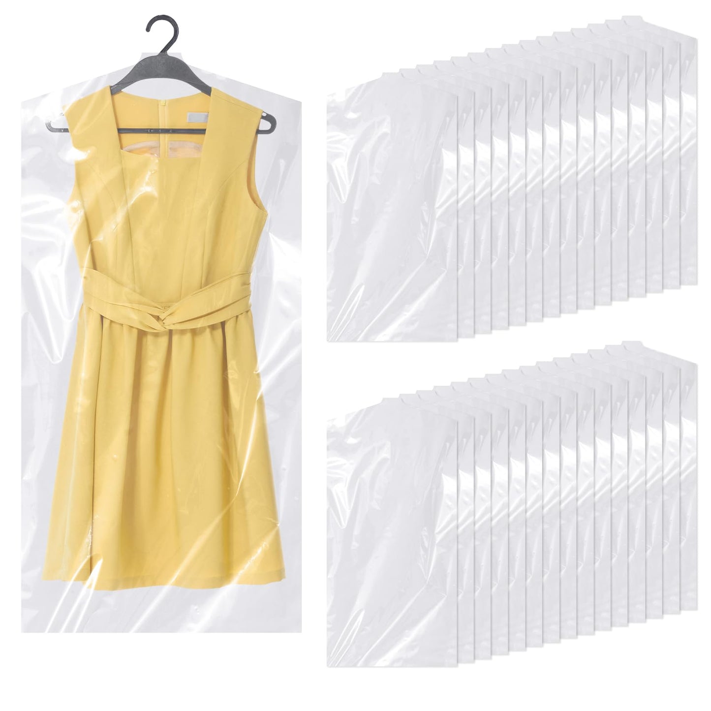 Hejo 30 Pack Plastic Clothes Covers, 60x120cm Clear Clothes Bags Hanging