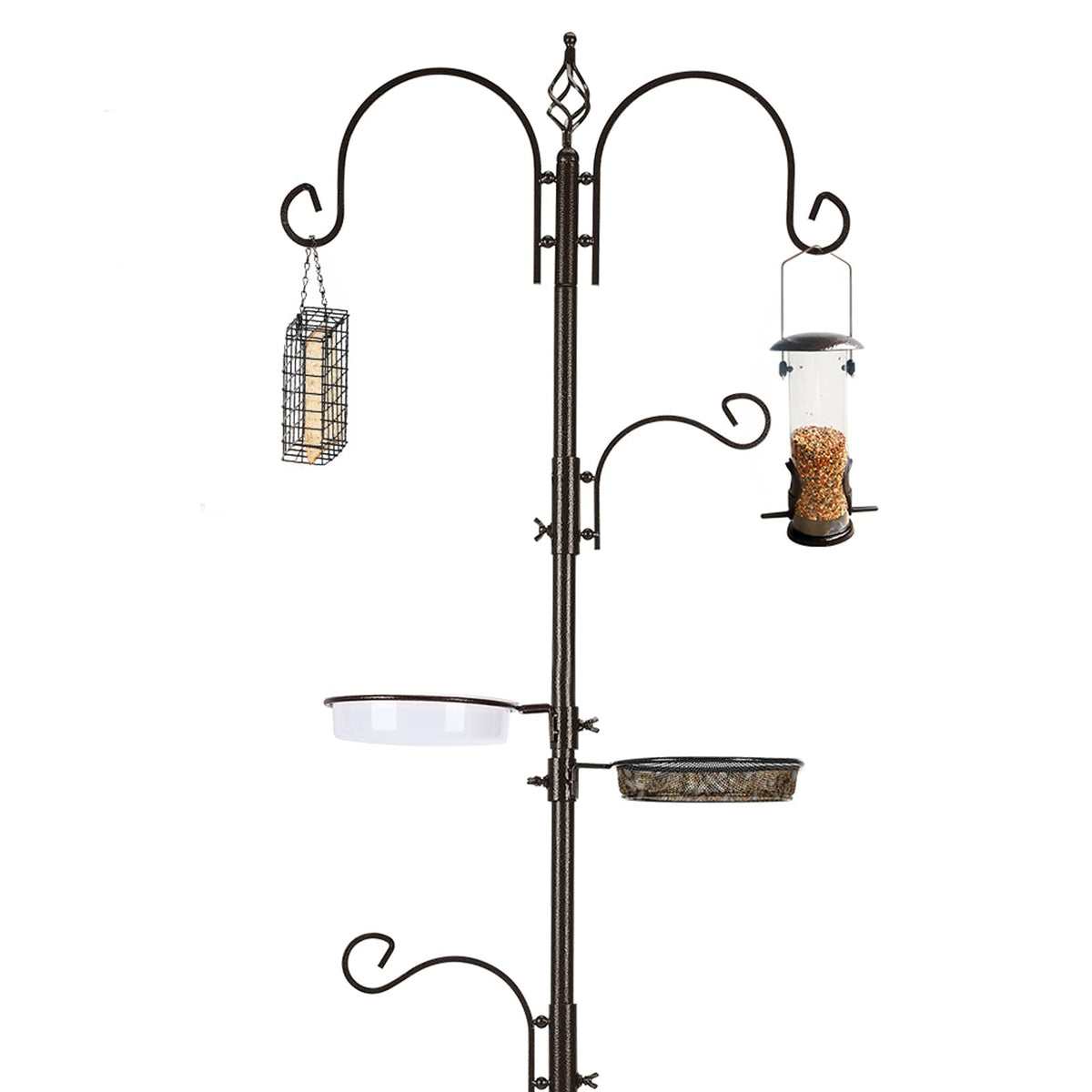 MIXXIDEA Bird Feeder Station Kit - 231 CM Bird Feeders Pole with 5-Prong Base, Multifunctional Birds Feeders Stand for Outdoors, with 4 Hooks & 3