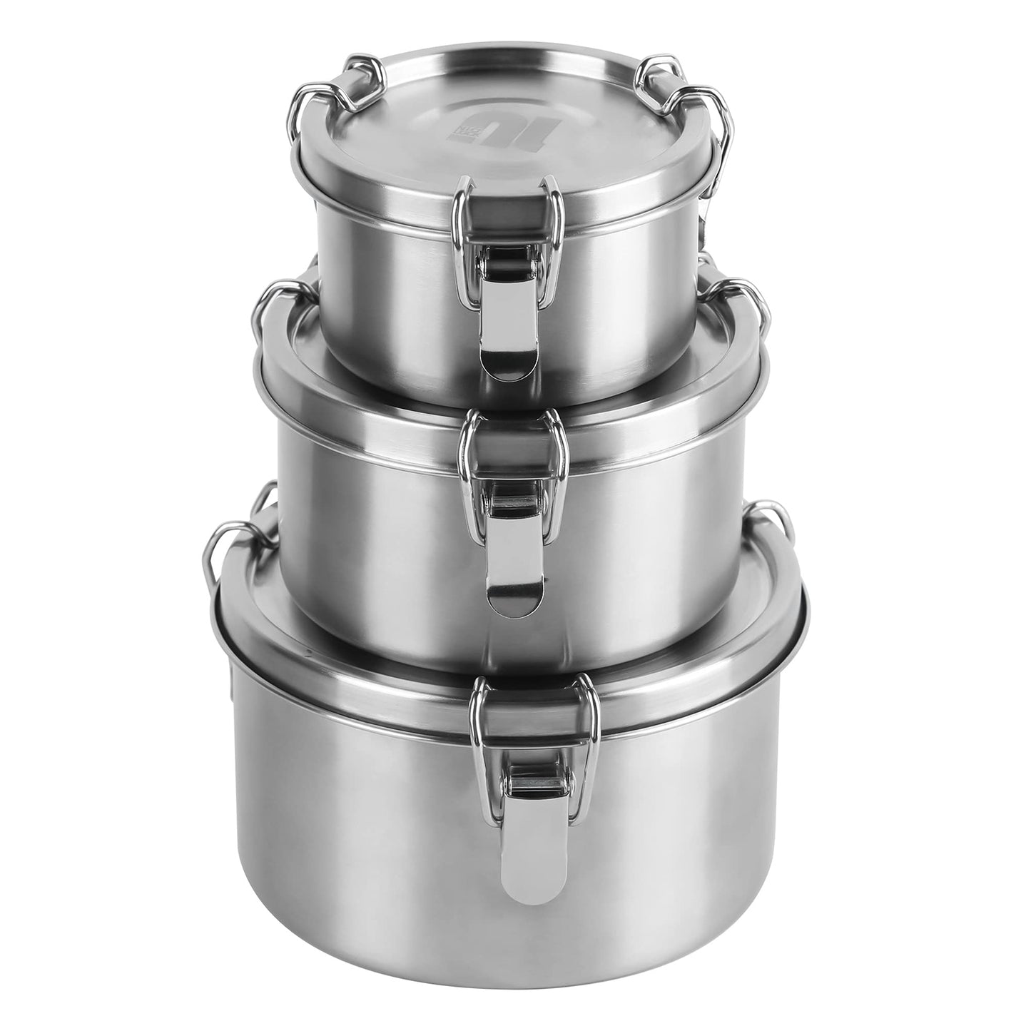 nicelock Stainless Steel Food Containers with Airtight Lid Set of 3 Leak Proof Metal Lunch Bento Box for Kids Student Women Reusable Stackable Kitchen