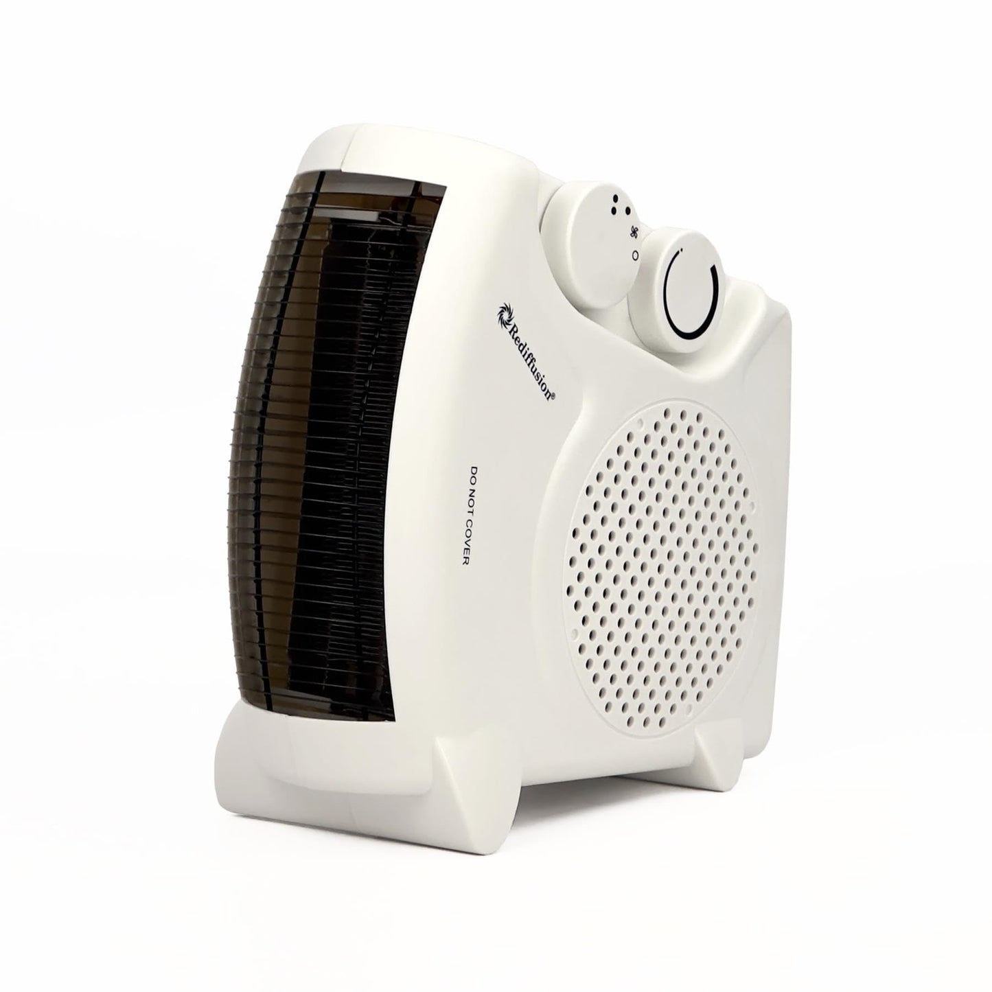 Rediffusion Dual Position Fan Heater, Portable Carry Handle, Upright/Flat, Warm & Cooling Functions, Low Noise, Adjustable Thermostat, 3 Settings,