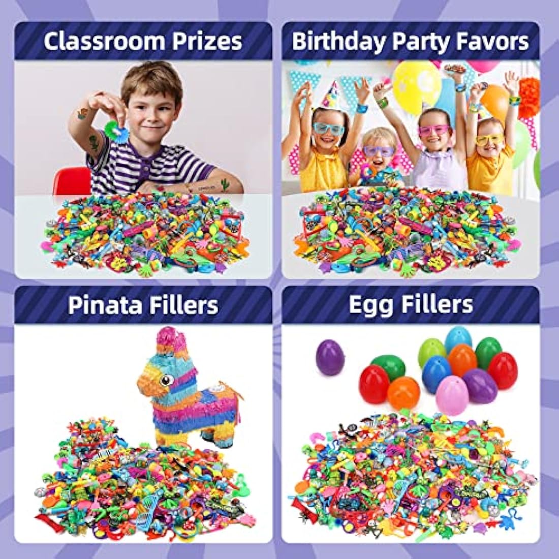 nicknack Party Bag Fillers for kids, 300PCS 34 Kinds of Party Favours Toy Assortment Kids Small Toys for Girls Boys Game Prizes Party Bag Fillers