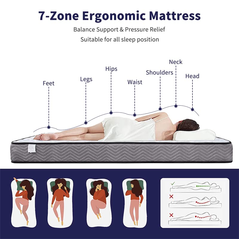 Good Nite Small Double Mattress 4FT Memory Foam Spring Breathable and Medium-Firm Feel Hybrid Mattress Fireproof Fabric Soft and Skin-Friendly 120 x