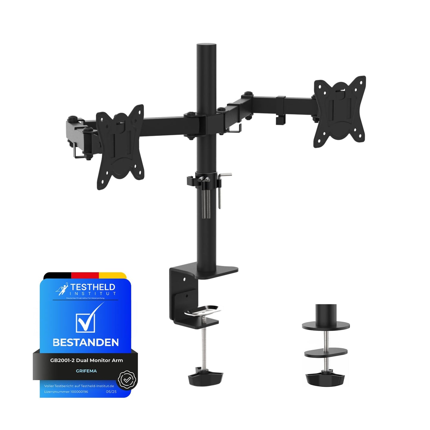GRIFEMA Dual Monitor Arm for 13-32 inch Screens, Dual Monitor Stand for Desks Mount, Height Adjustable, Rotate 360? Tilt ?90? Swivel ?90? , VESA