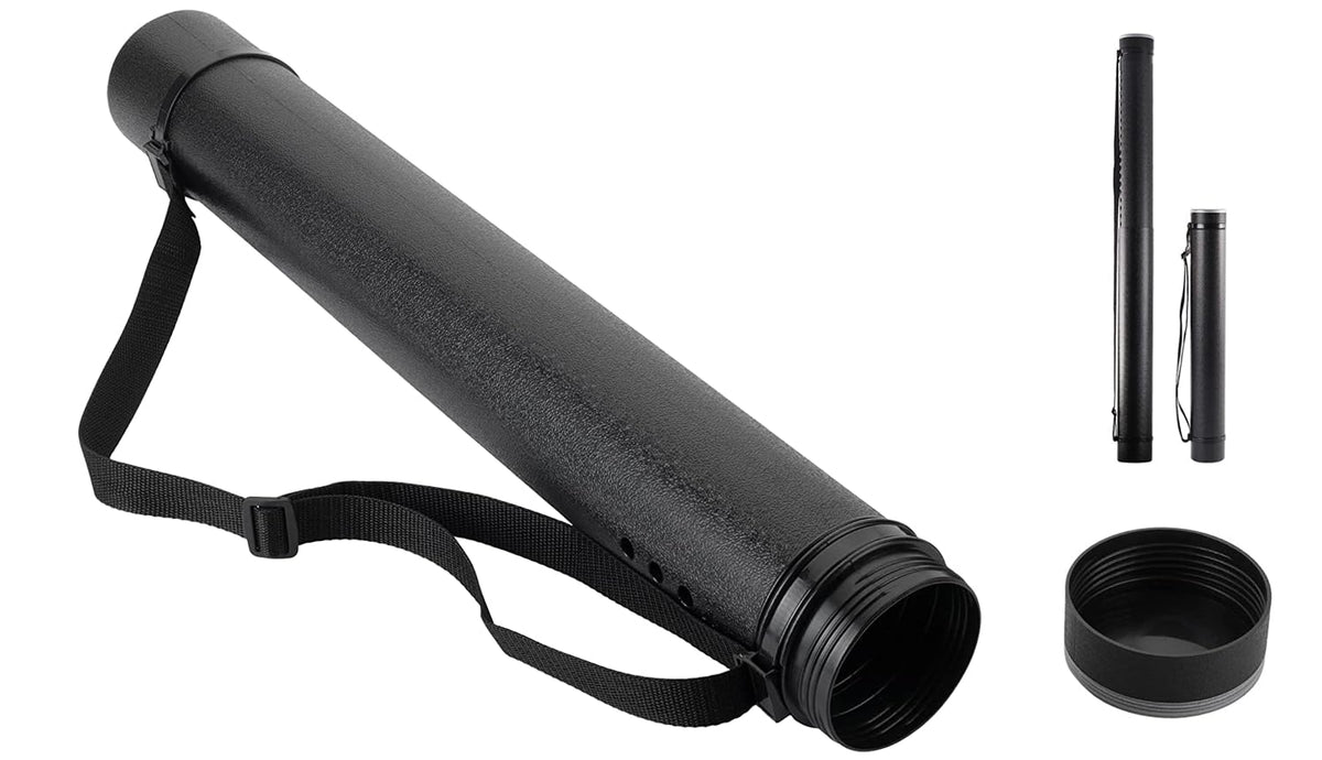 DEWEL Document Storage Poster Tube Expandable 63 cm to 107 cm, Plastic Waterproof Telescoping Adjustable Art Tube with Carrying Strap, Storage for