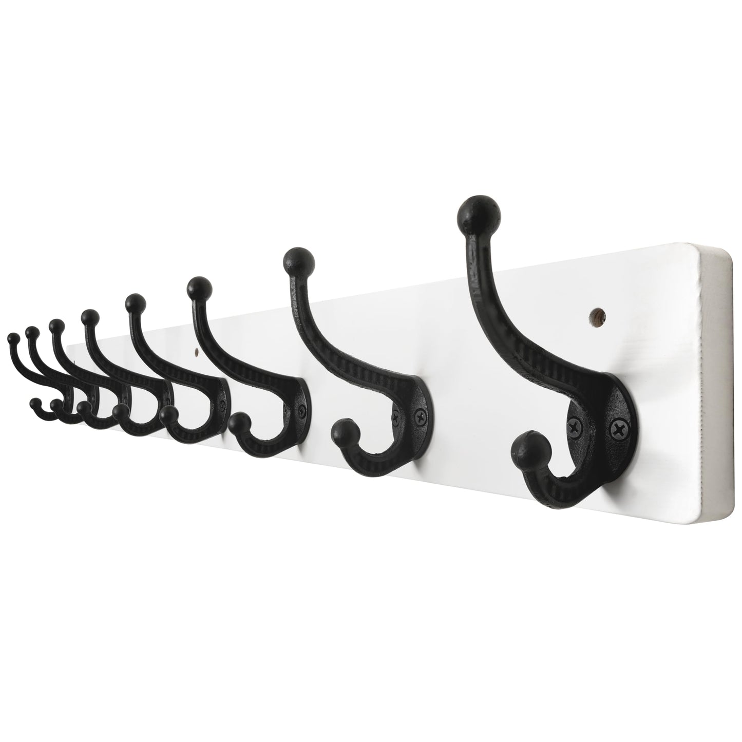 WEBI Rustic Coat Rack Wall Mount Long 8 Cast Iron Coat Hooks Wall Mounted,Heavy Duty Wall Coat Hanger Hooks for Hanging Coats,Clothes,Black on White