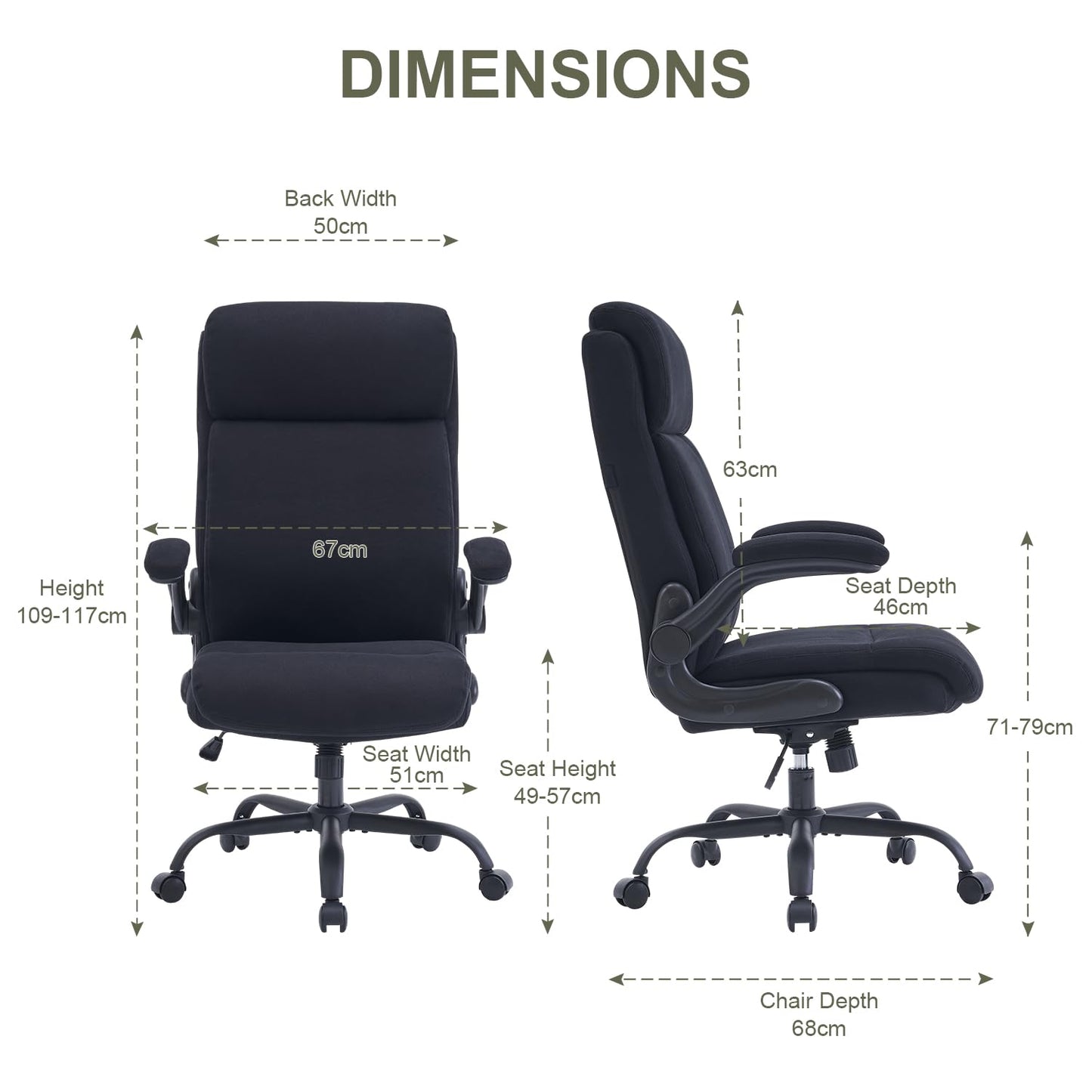 CASTLOVE Fabric Office Chair Ergonomic Desk Chairs for Home Office, Black