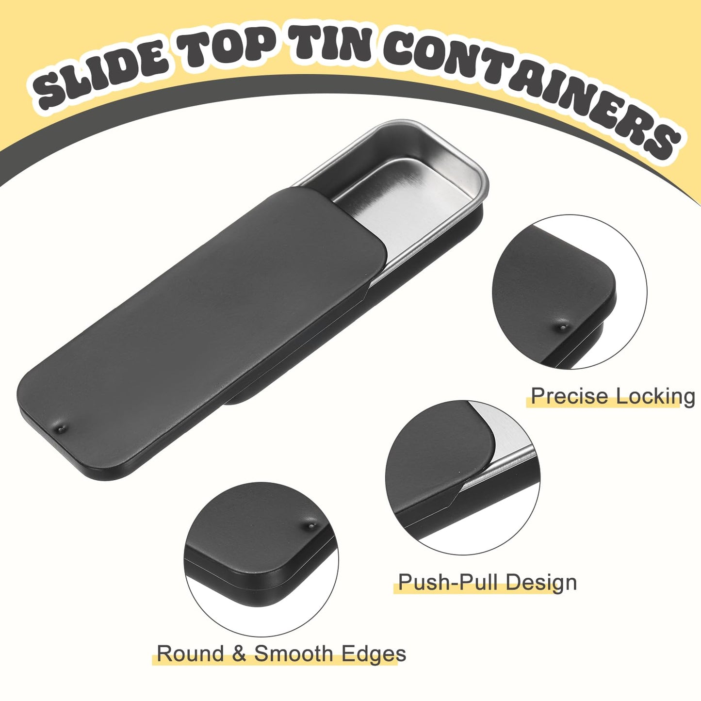 sourcing map 3Pcs Slide Top Tin Containers, Metal Empty Tins Box with Sliding Lids, 3.1"x1.3"x0.4" Rectangular Storage Organizers for Lip Balm