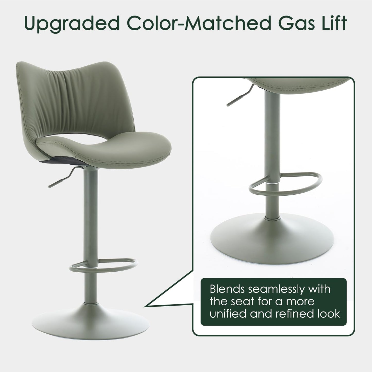 YOUNUOKE Single Bar Stool, Swivel Counter Height Barstool, Bean Green