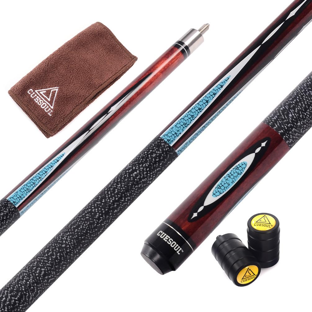 CUESOUL 58 Inch 19 Oz 1/2 Jointed Maple Billiard Pool Cue (CSTB004)
