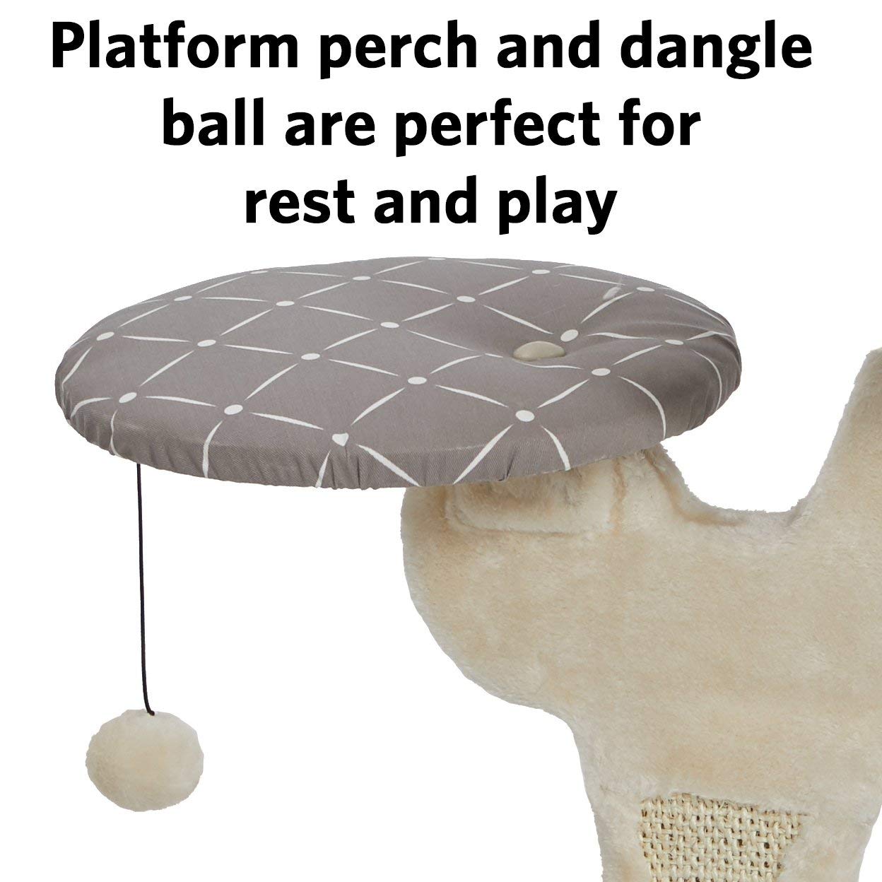 MidWest Homes for Pets Cat Tree, Salvador Cat Tree w/Built-in Sisal Cat Scratching Pad and Cat Look-Out Lounge, Mushroom/Diamond Pattern, Small Cat