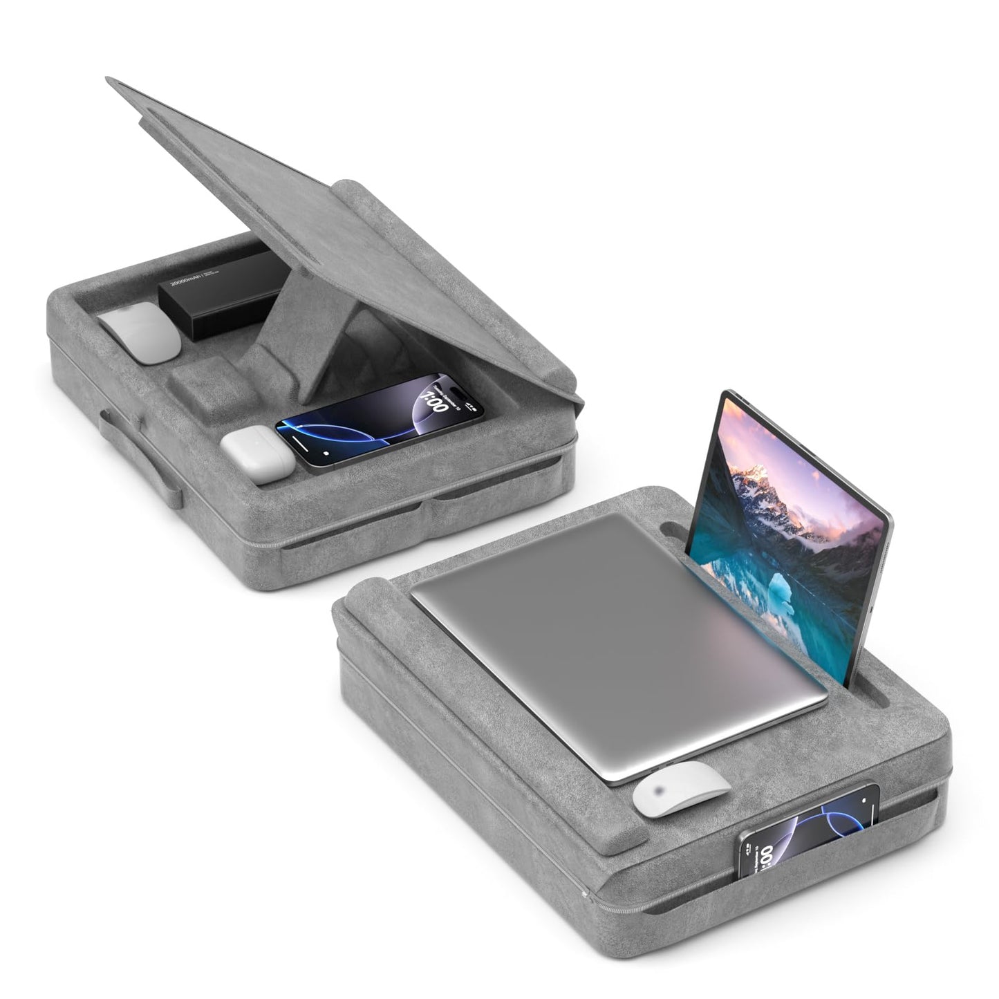 KDD Laptop Lap Desk with Cushion, Laptop Table with Storage for Bed & Sofa, Adjustable Lap Pillow Stand with Anti-Slip Strip & Cell Phone/Tablet Slot