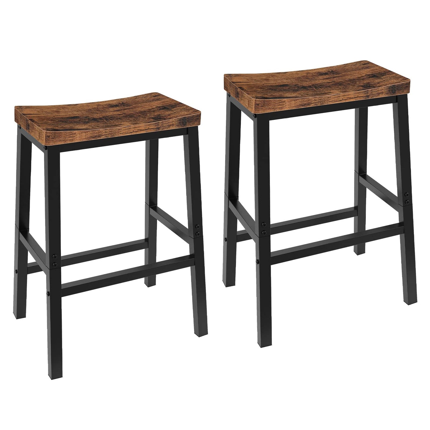HOOBRO Bar Stools Set of 2, Tall Kitchen Breakfast Stools with Footrests, Bar Chairs with Saddle Seat for Kitchen, Counter, Easy Assembly