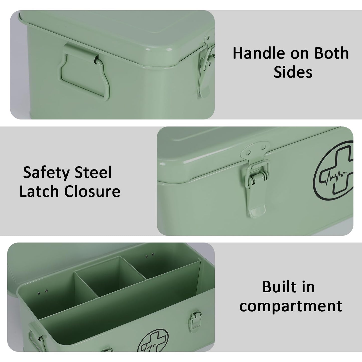 Xbopetda First Aid Medicine Box, First Aid Kit Supplies Bin, Metal Medicine Storage Tin
