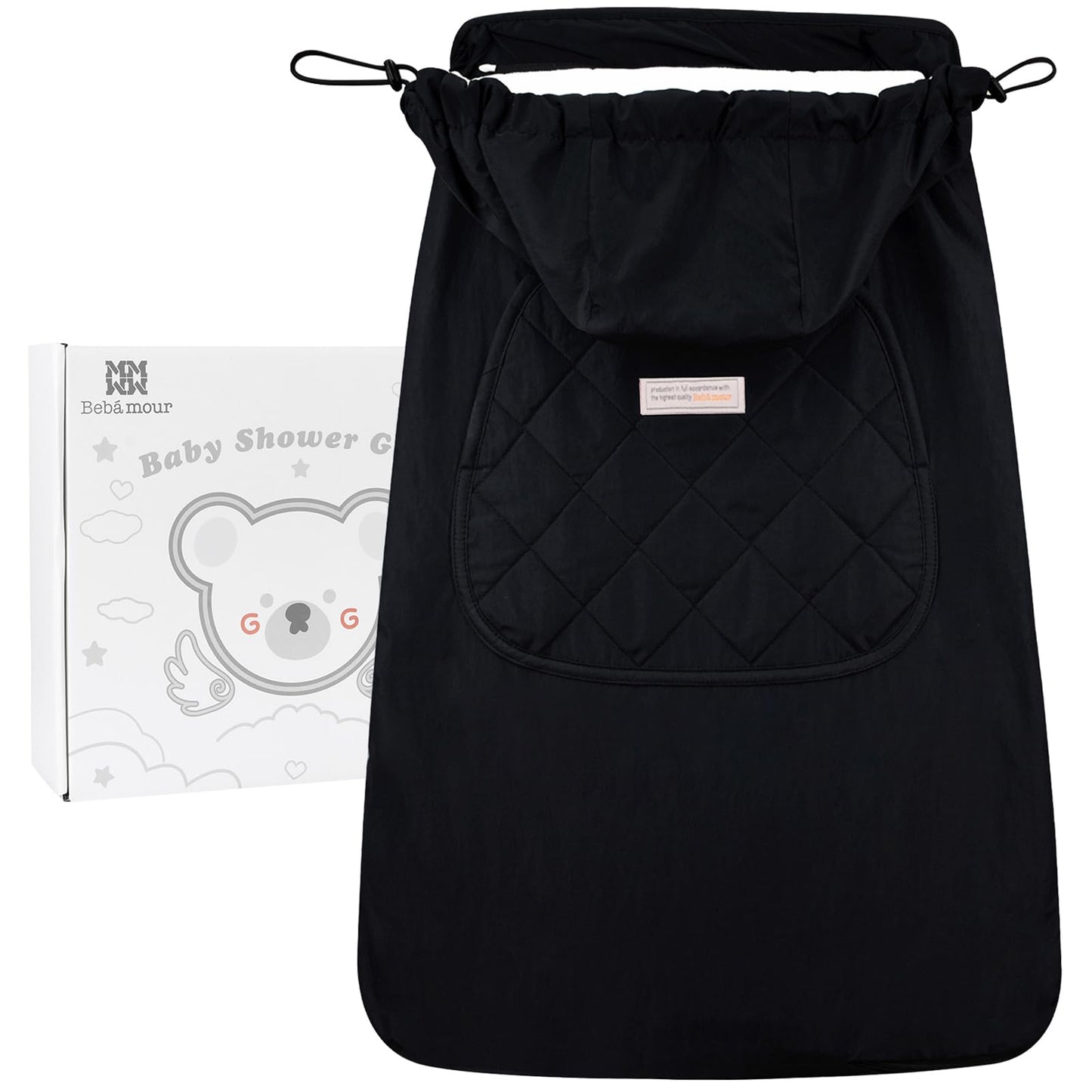 Bebear Winter Cover for Baby Carrier Warm Universal Hoodie Baby Carrier Cover for All Seasons (Black)