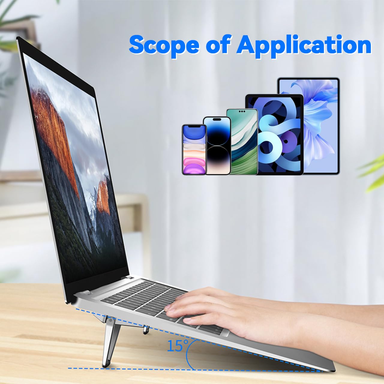 HOMSFOU 2 Pcs Portable Laptop Computer Stand with Hollow Zinc Alloy Design, Foldable Cooler Rack for Notebooks, for Computer Rack Use, Black Colour