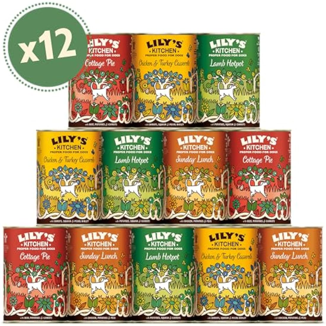 Lily's Kitchen Natural Adult Wet Dog Food Tins Classic Dinners Variety Pack 12 x 400g