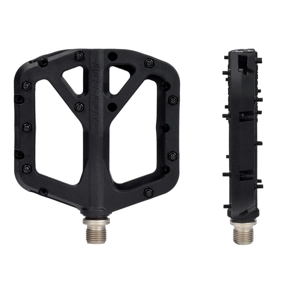 FIFTY-FIFTY Mountain Bike Pedals, Non-Slip MTB Nylon Composite, 9/16" Bicycle Pedals, Lightweight and Wide Flat Platform (Black)