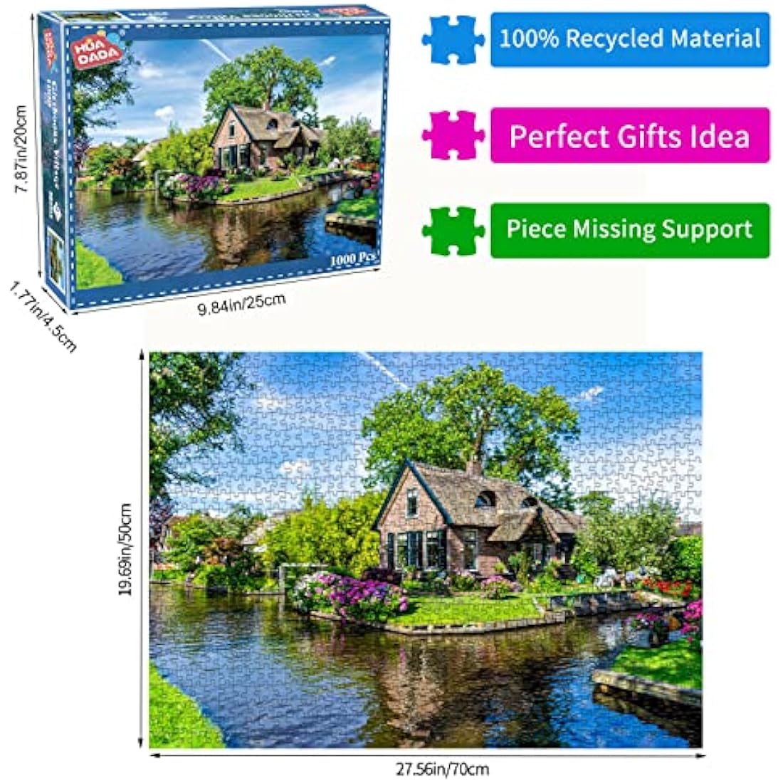 Giethoorn Village Jigsaw Puzzles for Adults 1000 Pieces Venice of the North Jigsaw Puzzles for Adults Gifts