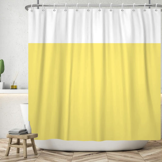 SDOTPMT 41x63inch Yellow White Bicolourable Shower Curtain Minimalist Theme Bath Curtain Classic Traditional Plain Color Bathtub Curtain for Bathroom