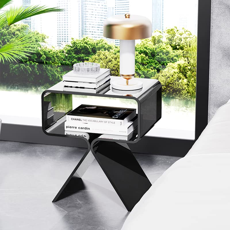 solaround Acrylic Side Table, No Assembly, 39 x 30 x 45 cm, Black Blue