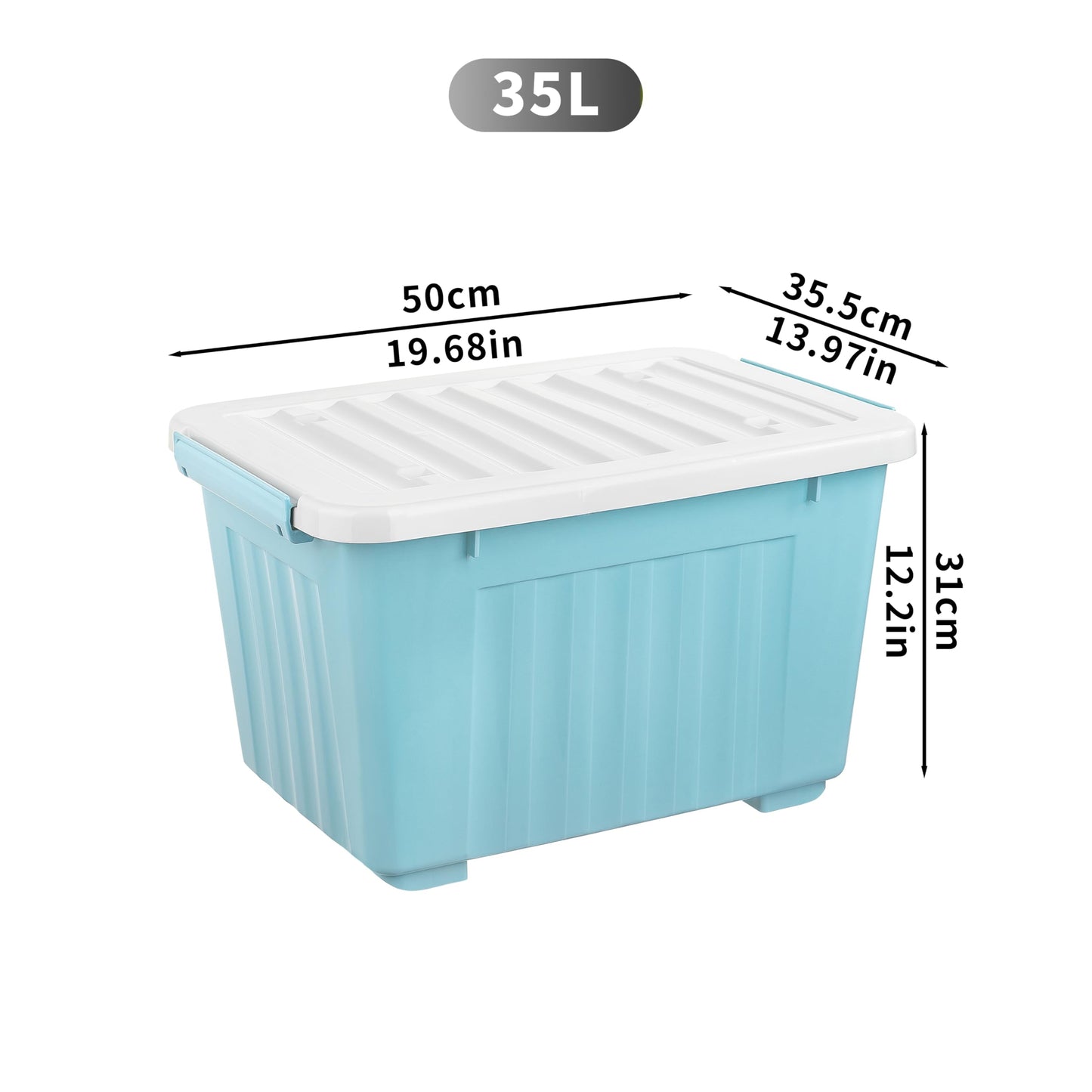 Cetomo 35L*6 Storage Boxes with Lids, Plastic Storage Box with Wheels and Secure Side Latches, Stackable & Nestable Organizer for Home, Office