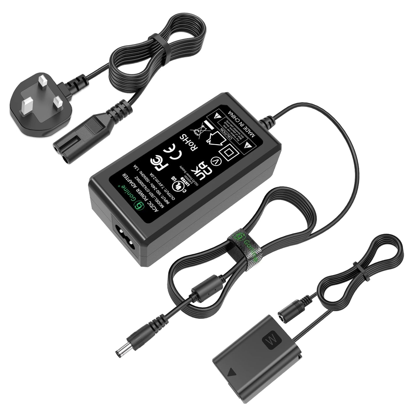 Gonine AC-PW20 AC Power Adapter NP-FW50 Dummy Battery Kit for Sony Alpha ZV-E10 A7 A7R A7S A7II A7RII A7SII A6500 A6400 A6300 A6100 A6000 A5100 A5000